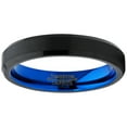 thumbnail image 3 of Metal Masters 4mm Wide Tungsten Carbide Brushed Black Blue Wedding Band Engagement Ring Comfort-Fit 6, 3 of 7