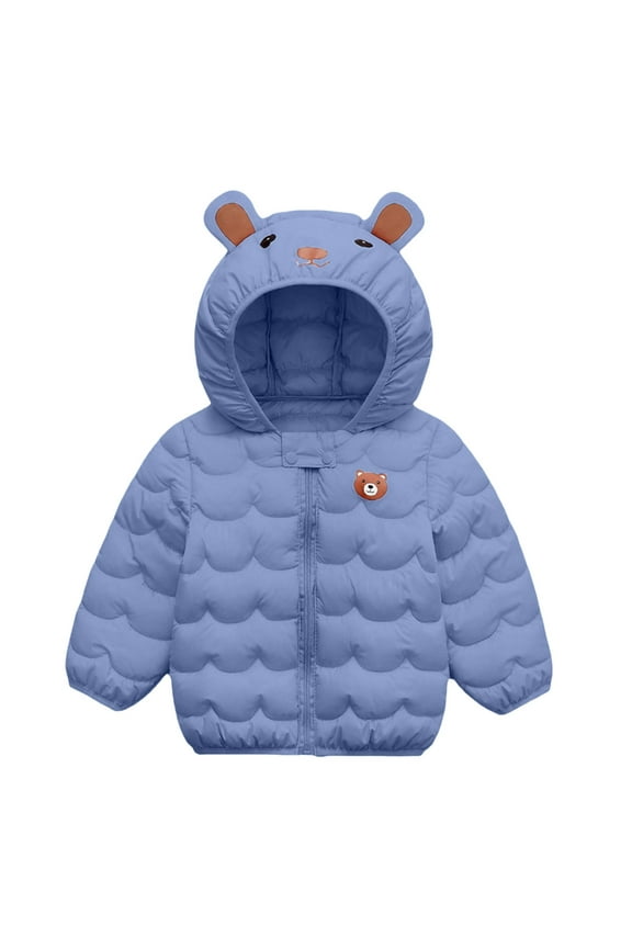 Toddler Jacket Toddler Girls Boys Down Jacket Baby Down Coat Hoods Warm Windproof Cute Lightweight Packable Down Jacket for Little Kid Size 3T 5T (Blue,3-5 Years)