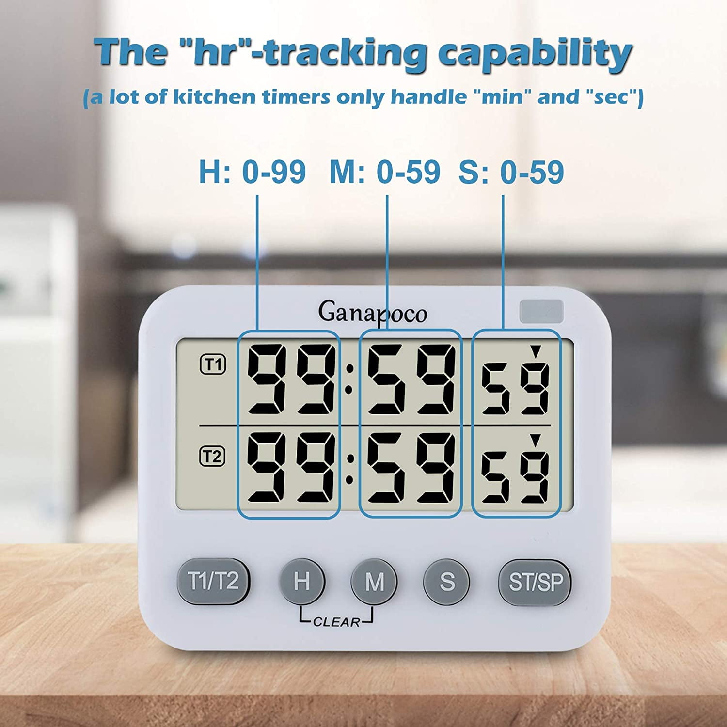 Dual Digital Timer, Kitchen Timer for Cooking, Magnetic Countdown Timer with Seconds