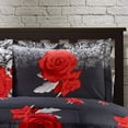 thumbnail image 4 of HIG 3D 3 Piece Red And White Rose Reactive Printed Comforter Set, Queen, 4 of 7