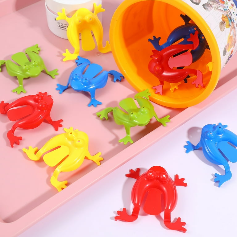 12pcs Jumping Leap Frog Toy Plastic Jumping Frogs Funny Bouncing Frog Toys for Kids Easter Birthdays Party Favors-Mixed Color, Size: 4.52 x 4.52 x