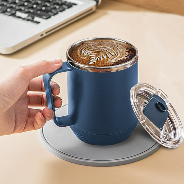 Taza de Café Portátil de Acero Inoxidable de Doble Capa Ljj241218041 | Termo de Viaje Térmico de 460 Ml con Tapa y Asa, a Prueba de Fugas | Taza Calentable Por Inducción para Camping, Oficina y Hogar
