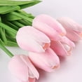 thumbnail image 1 of Ramo de 6 tulipanes de seda, color rosa transparente, para decoración, 1 of 2