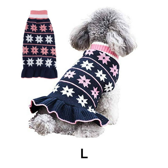AOMRCOL Dog Sweater for Small Dogs, Puppy Clothes, Navy Blue Size L