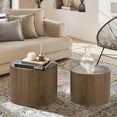 thumbnail image 3 of Williamspace Round Coffee Table Set of 2, Nesting Table Set Side End Table for Living Room,Walnut, 3 of 7