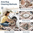 thumbnail image 2 of 8x10ft Washable Area Rug For Living Room  Vintage Boho Floral Medallion Non-slip Low Pile Indoor Carpet Bedroom Dining Home Office(beige White), 2 of 7