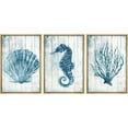 thumbnail image 3 of PixonSign Framed Wall Art Set Blue Seahorse and Seashell with Coral Watercolor Modern Art Rustic Relax/Calm Warm Pastel Canvas Print for Living Room, Bedroom, Office - 24"x36"x3 Natural, 3 of 5
