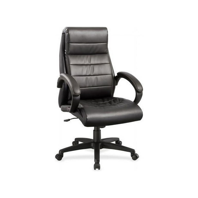 Lorell Managerial Mid-back Chair - Black Frame - 5-star Base - Black - Bonded Leather - 1 Each Lorell Managerial Mid-back Chair - Black Frame - 5-star Base - Black - Bonded Leather - 1 Each