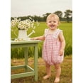 thumbnail image 4 of BemeyourBBs Newborn Baby Girl Summer Clothes Gingham Plaid Overall Bubble Romper Lace Trim Sleeveless Jumpsuit One Piece Outfits, 4 of 9