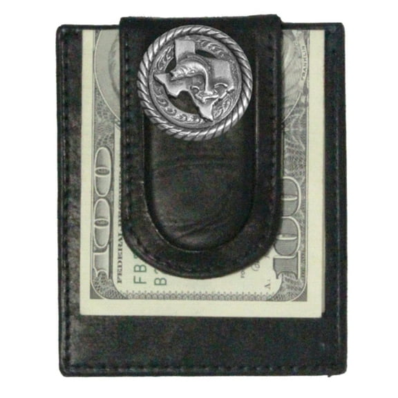 Custom Texas Bass Fishin Paul and Taylor Money Clip Wallet Black