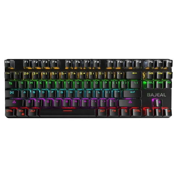 Gaming 87 Touches Filaire Mécanique Clavier LED Rétroéclairé pour PC  Portable Noir 