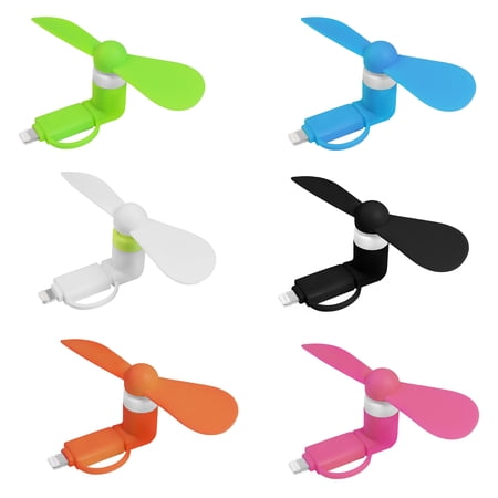 Mini Cell Phone Fan 2-in-1 Fan Compatible for iPhone, iPad, Android Smartphone,Tablet - Colorful and Powerful- Cell Phone Summer Accessories (6-Pack)