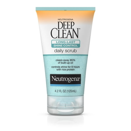 Detoxifying Daily Scrub - Neutrogena Deep Clean Long-Last Shine Control Daily Face Exfoliating Scrub, 4.2 Fl. Oz.