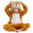 thumbnail image 2 of Coerni Girls Animal Onesie Soft Fleece Hooded Romper Cute Cartoon Bear/Panda/Tiger/Penguin Kids Fall Winter Warm Bodysuit Halloween Dress Up, 2 of 6