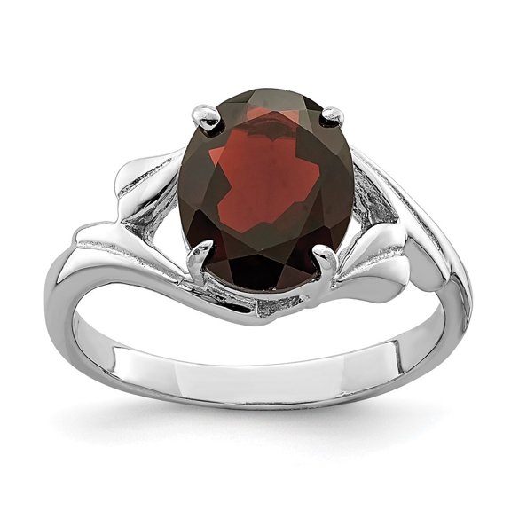 Diamond2Deal 925 Sterling Silver 2.2 cttw Red Oval Garnet Solitaire Ring Size 6 for Women