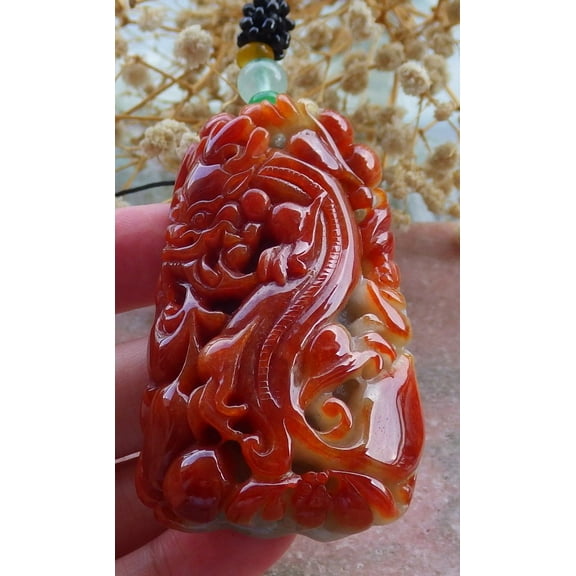 Red Green Jade jadeite Pendant 676120 TN