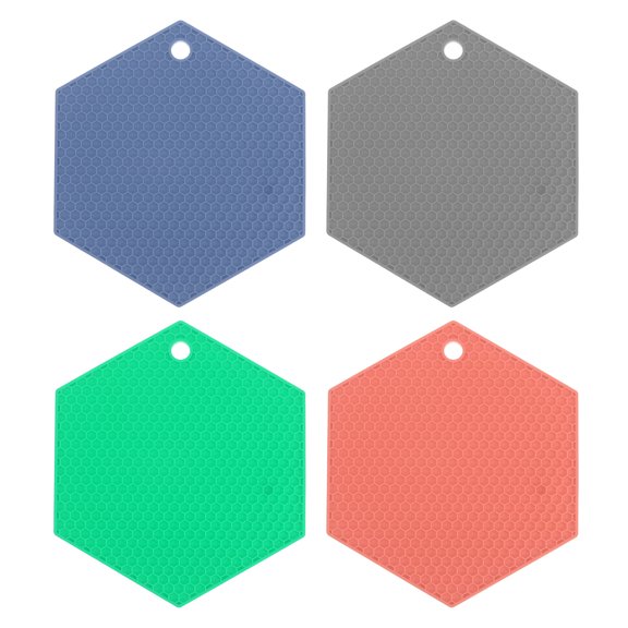 4 Pack Silicone Trivet Mats, Hexagon Silicone Pad Hot Pad Pan Protectors Table Protector Heat Resistant Mat, Multi-color