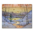 thumbnail image 3 of Designart 'Stream Through The Winter Forest II' Lake House Print on Natural Pine Wood, 3 of 5