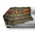 thumbnail image 3 of Nautical Soft Flannel Fleece Throw Blanket, Rustic Wooden Ship Backdrop Design Oval Windows Orange Ocean Scenes in Sundown, Cozy Plush for Indoor and Outdoor Use, 50" x 70", Multicolor, by Ambesonne, 3 of 6