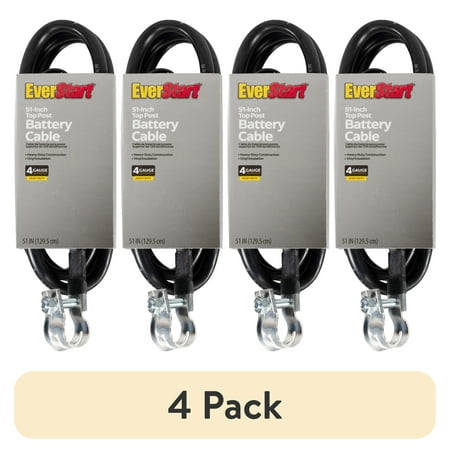 (4 pack) Everstart LF51-4L-77 4-Gauge Top Post Battery Cable, 51-Inches