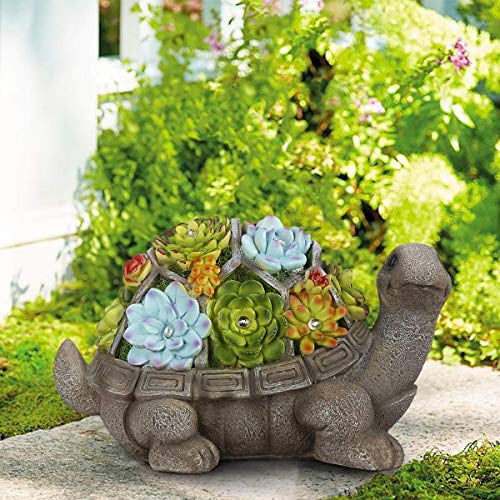 Housewarming Gift La Jolíe Muse Garden Ornaments Statue Turtle Decor Resin Figurine Animal 24CM Sculpture Log Outdoor