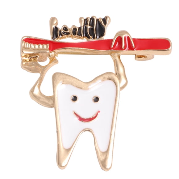 Broche con forma de broche con estampado de dibujos animados, esmaltado en dientes, para blusa