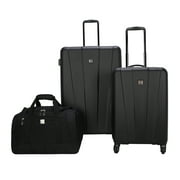 Protege 3 Piece Traveling Hardside Value Luggage Set, Black, 28" checked luggage, 20" carry-on luggage and 18" duffel