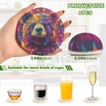 thumbnail image 3 of Haosy Set of 6 Drink Woven Coaster with Holder Heat Resistant Non-Slip Bar Coasters 4 Inches Colorful Bear and Star, 3 of 7