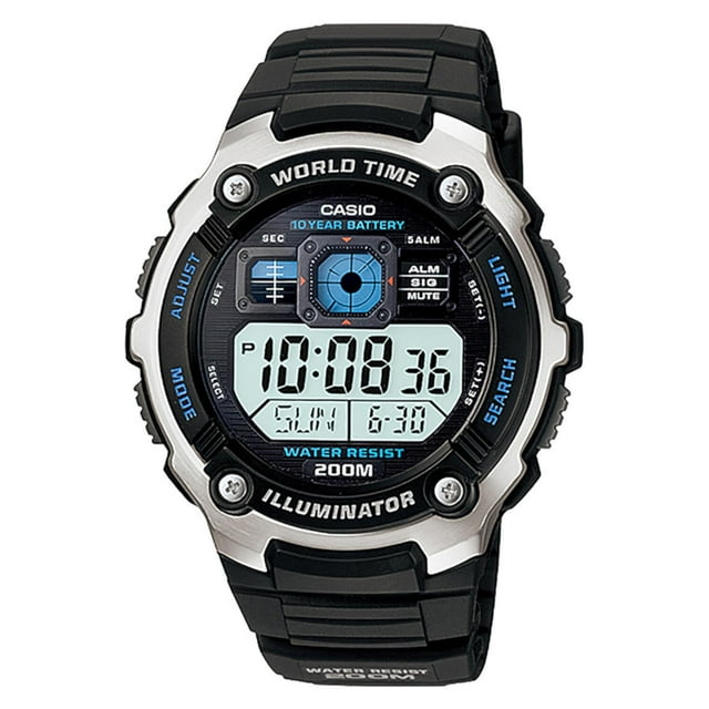 Reloj CASIO AE-2000W-1AVCF World Time 10 Year Battery, Illuminator-Negro negro 52 mm Casio Casio AE-2000W-1AVCF