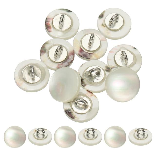 Botones de costura de concha natural Uxcell, botones redondos de concha de perla madre con ojal para manualidades DIY 11.5 mm y 10 piezas y blanco