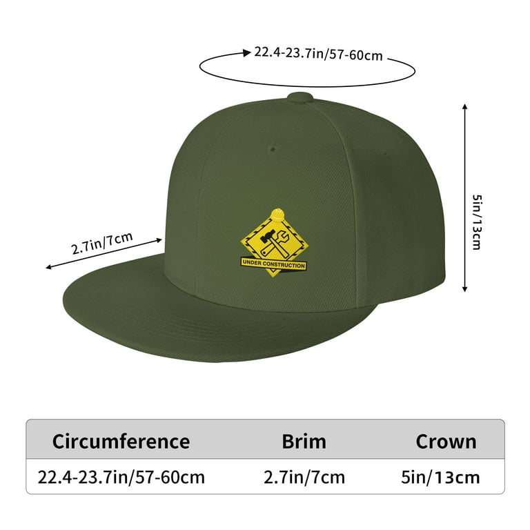 Tequan Flat Brim Hat Snapback Hats, Under Construction Building Pattern Adjustable Men Baseball Cap (Green), Men's, Size: One Size