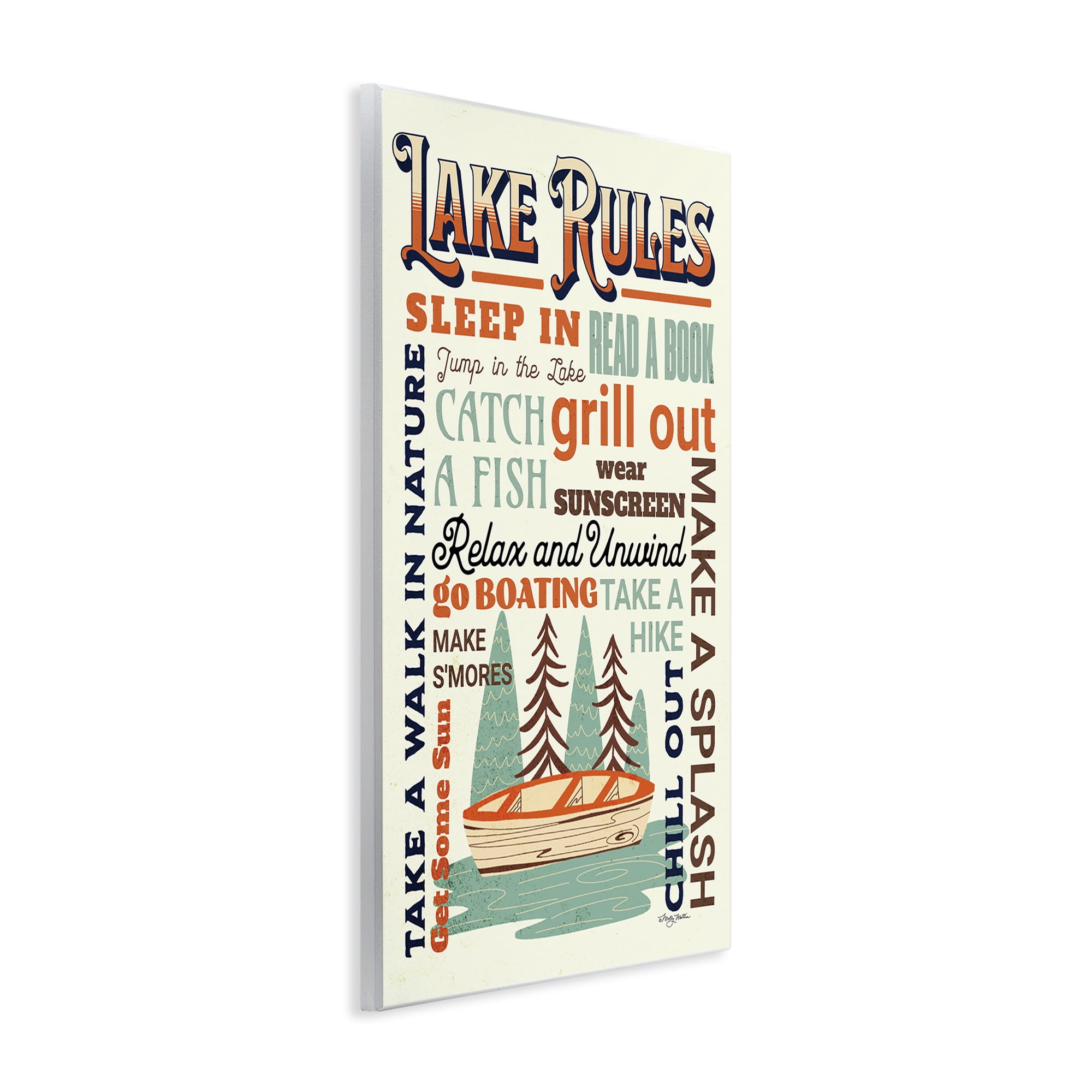 Stupell Industries Lake Rules Fun Activities Text & Numbers Painting Unframed Art Print Wall Art, 10 x 15