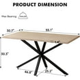 thumbnail image 2 of 55.1" Dining Table for 2 4 Person, Small Rectangular Mid Century Modern Kitchen Table with Metal Cross Legs for Restaurant Apartment Meeting Study Room, Light Stone Patterned, 2 of 14