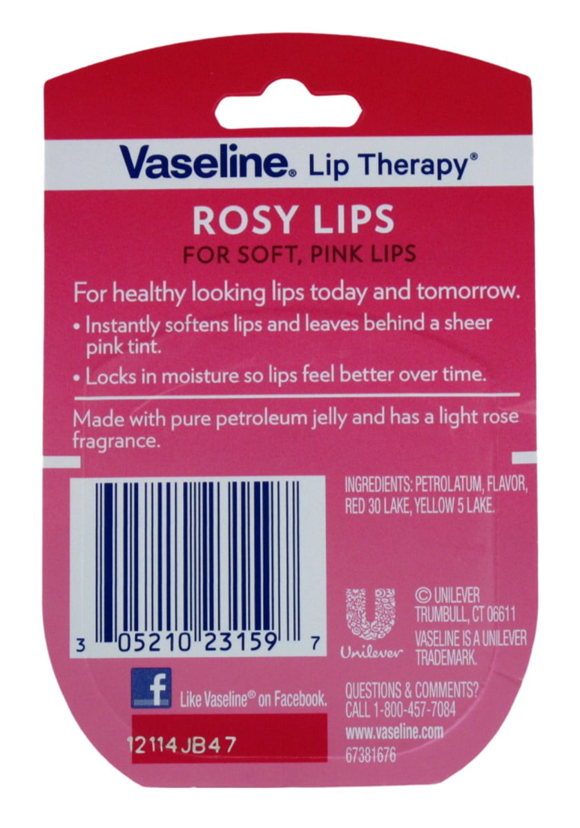 Vaseline Lip Therapy Rosy Lips 0.25 Ounce Jar (Pack of 8)
