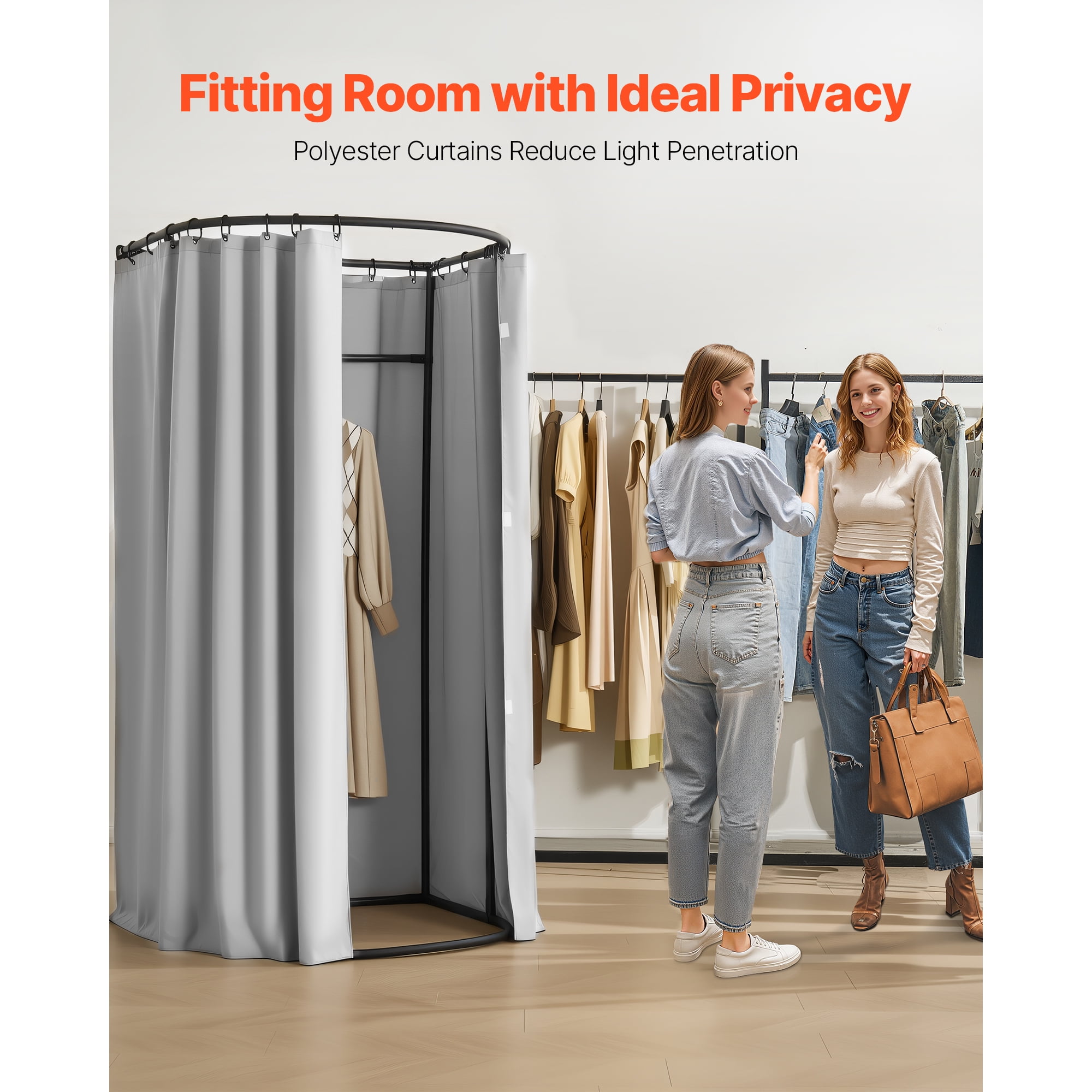 KFFKFF Portable Fitting Room with Durable Polyester Curtains, Privacy Space with Shading Curtain and Hook, Ideal for Boutiques, Malls, Tailor Shops, and Outdoor Use, 39 x 37 x 79 in