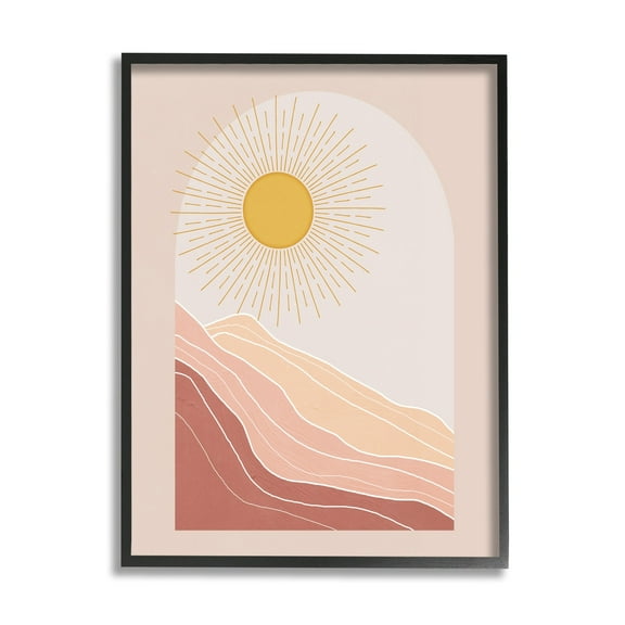 Nina Blue Rocky Deserted Ridges Patterned Radiant Sunlight 11 in x 14 in Framed Painting Art Print, by Stupell Home Décor