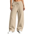 thumbnail image 6 of VBVC Women's Fall Seam Front Baggy Sweatpants , Drawstring Wide Leg Jogger Pants For Women , Ladies' Y2K Stretchy Trousers with Pockets , Khaki , S-2XL, 6 of 10