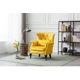 thumbnail image 3 of Guyou Mid Century Accent Chair Modern Button Tufted Armchair Wingback Club Chair Velvet Single Sofa Lounge Chair with Pillow for Living Room Bedroom, Yellow, 3 of 11