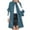 Blue, variant on Women's Fashion Turn Down Collar Wool Solid Color Long Length Loose Fitting Elbow Length Sleeve Cardign Trench Coat Casual Flap Pocket Coat