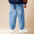 thumbnail image 4 of Bysome Boys Pants Solid Color Elastic Waist With Pockets Trousers Comfortable Boys Pants Size 4-5 Years Blue, 4 of 5