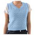 thumbnail image 2 of Brilliant Womens Sleeveless Tops Clearance Sale Women's knitted V-Neck vest pullover uniform cropped sweater Clearance(Blue,M), 2 of 4