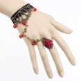 thumbnail image 4 of SPRING PARK Vintage Women Black Lace Flower Hand Harness Cuff Bracelet Chain Ring Gift, 4 of 7