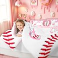 thumbnail image 3 of Meiyoeat Girly Pink Sprinkle Initial C Full Size Comforter Sets for Girls Kids, Baseball Ice Cream Bedding Sets, Pink Red, Pink Reversible, 3-Piece, 3 of 6