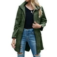 thumbnail image 2 of Chaqueta Impermeable Ligera para Mujer, con Capucha, Mangas Largas y Cremallera, para Actividades Al Aire Libre Verde Oscuro L, 2 of 9