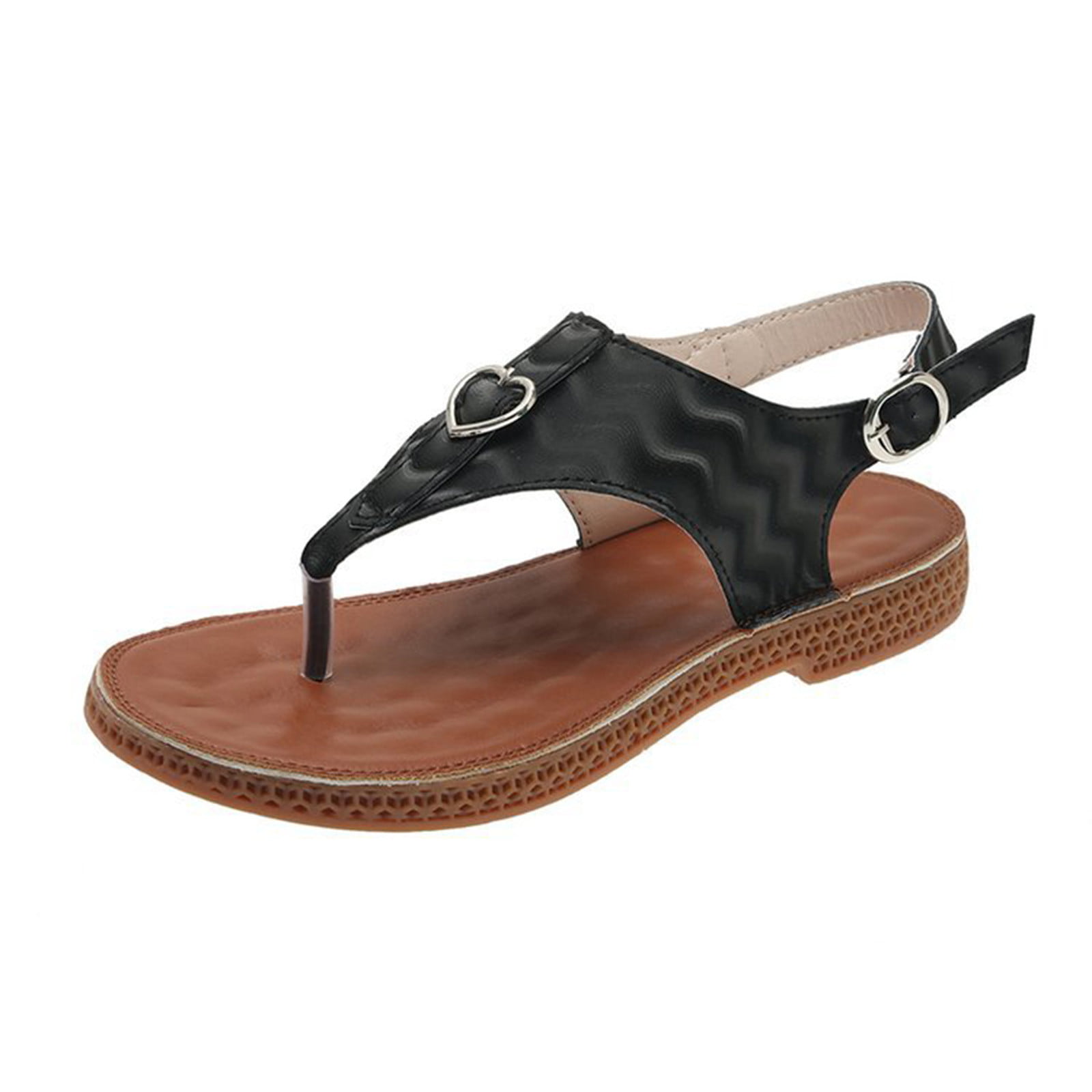 Island Slipper Leather Thong Wedge Black Womens Shoes Flats and flat shoes Flat sandals 
