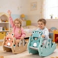 thumbnail image 3 of 3-in-1 Rocking Horse Seat Slide with Basketball Hoop Foldable Multi-Shape Indoor Slide Fun for Kids, 3 of 9