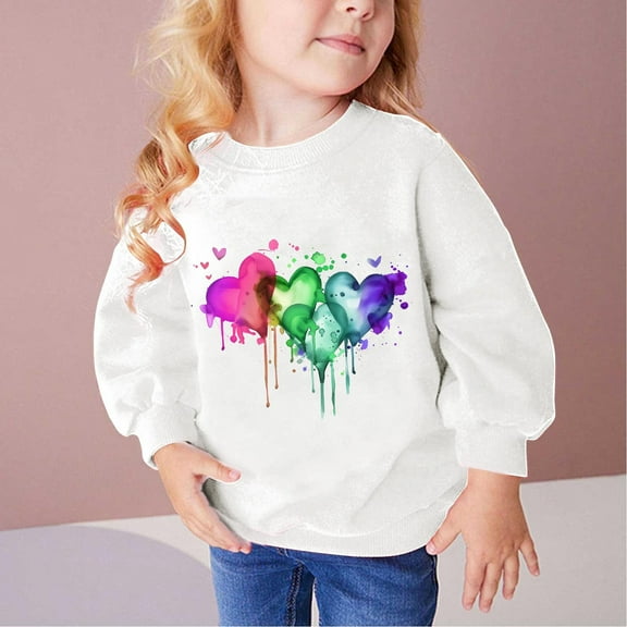 Fesfesfes Christmas Day Clothes for Girls Size 2-9 Kids Round Neck Long Sleeve Shirts Solid Color Graphic Hoodless Sweatshirts Fall and Winter Printed Cute Tops for Kids