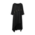 thumbnail image 6 of Yeaiivve Womens Cotton Linen Summer Dresses Irregular Hem Oversized Short Sleeve Sundress Beach Flowy Vacation Midi Dress Black,S, 6 of 7