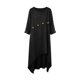 thumbnail image 5 of Vestido de Manga 3/4 para las Mujeres Color Sólido Suelto Lino Irregular Doblado, Casual Cuarto de Manga Vestido para las Mujeres Cuello Redondo Verano Confort Superior, 5 of 7