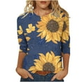 thumbnail image 2 of Mode Femmes Impression Casual V-Cou Manches Courtes T-shirt Tops Floral Print Femmes Tops Gradient Couleur Femmes Tops, 2 of 4